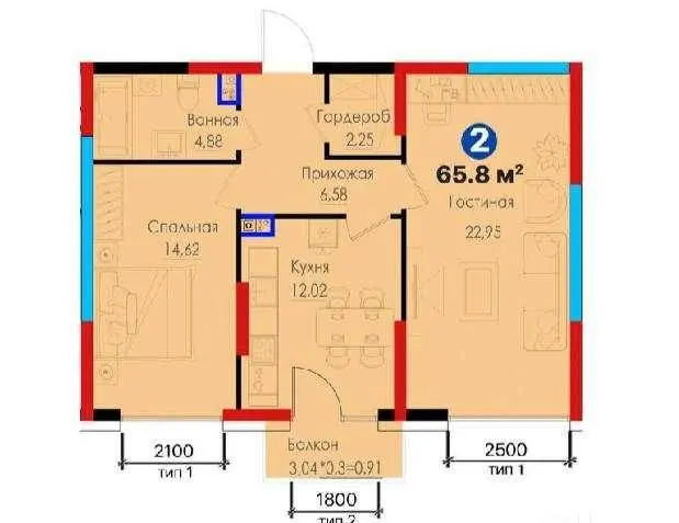 Квартира, 2 комн., 65 м², 3/5 эт., Мирзо-Улугбекский, рядом с набережной — фото 2