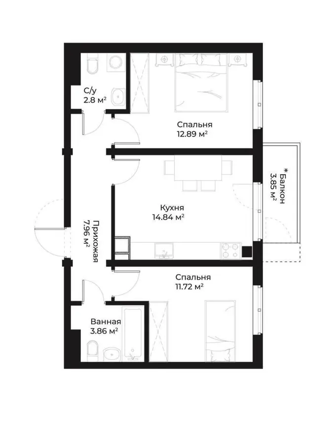 Шикарная квартира, 3 комн., 56 м², 7/13 эт., Яшнабадский, ЖК Инфинити — фото 2